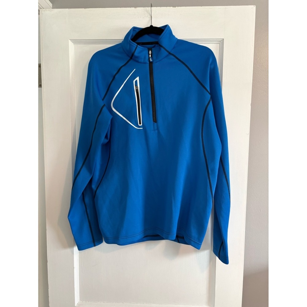 Sunice Men's Blue Quarter-Zip Pullover with Zip Pocket Size Medium